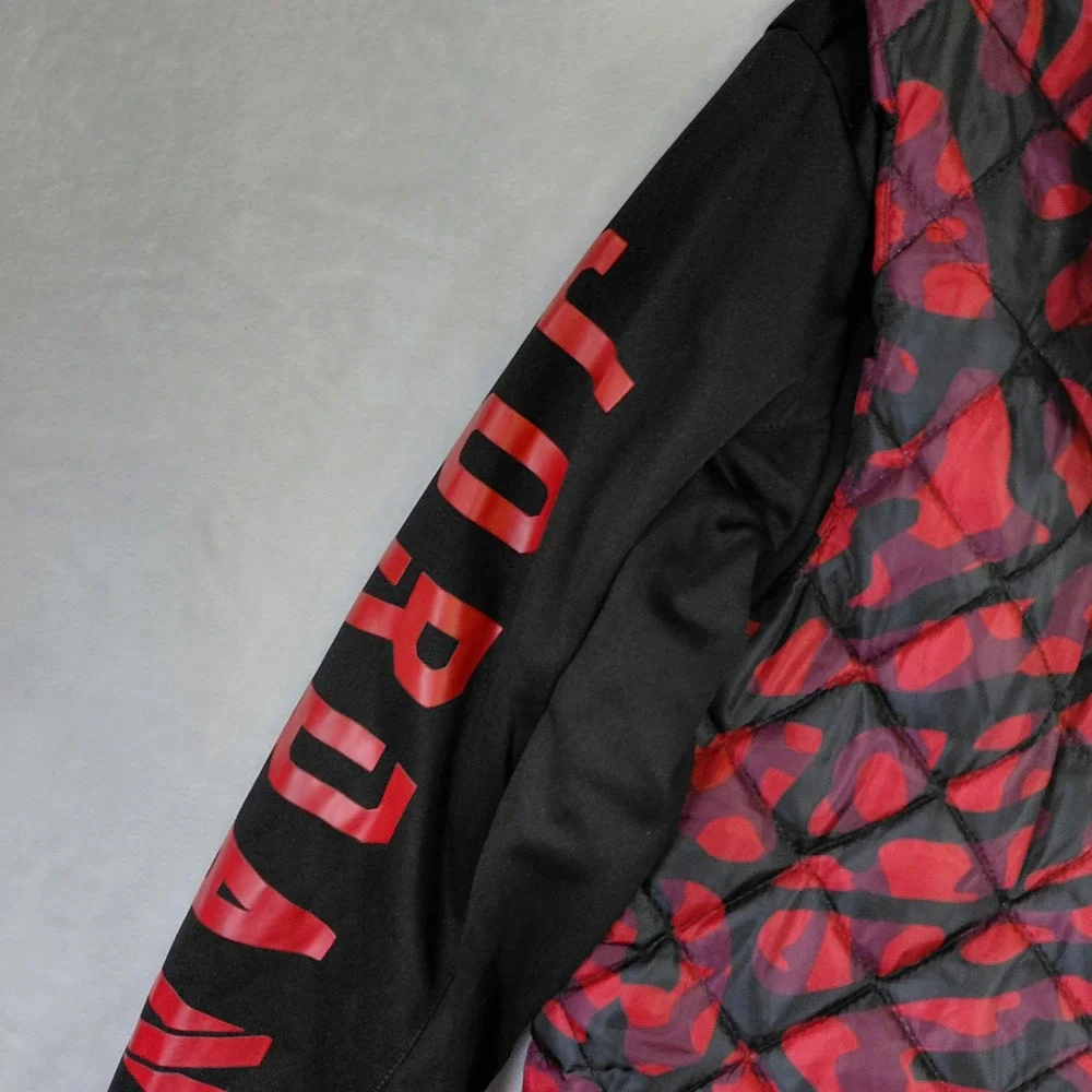 Jordan Boys Red Black Camo Hybrid Quilted Hoodie Jacket Large 12-13 Years